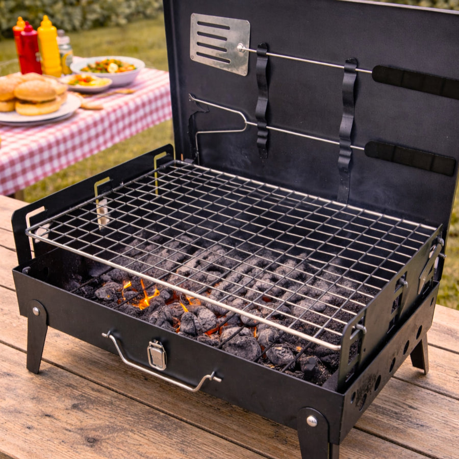 Folding Charcoal BBQ Grill with Accessories  2