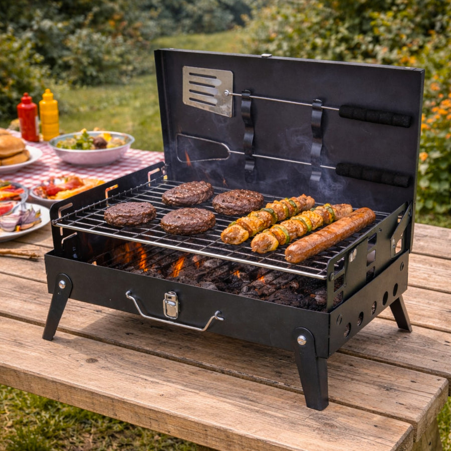 Folding Charcoal BBQ Grill with Accessories  1