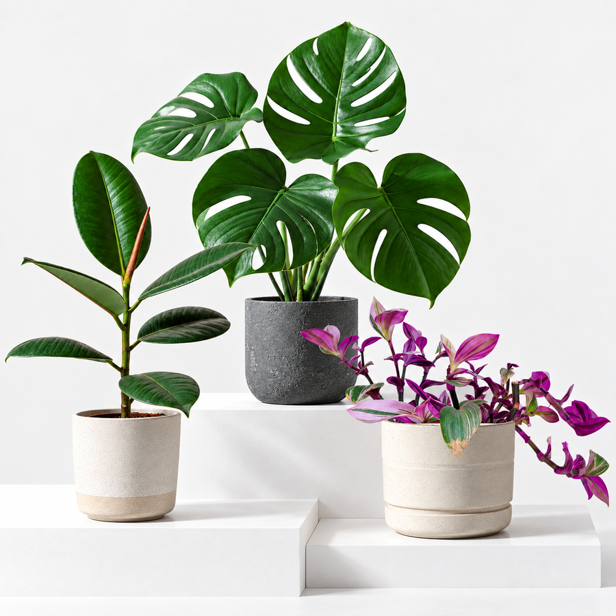 The Unkillable Houseplants - Tradescantia Nanouk, Cheese Plant & Rubber Plant  1