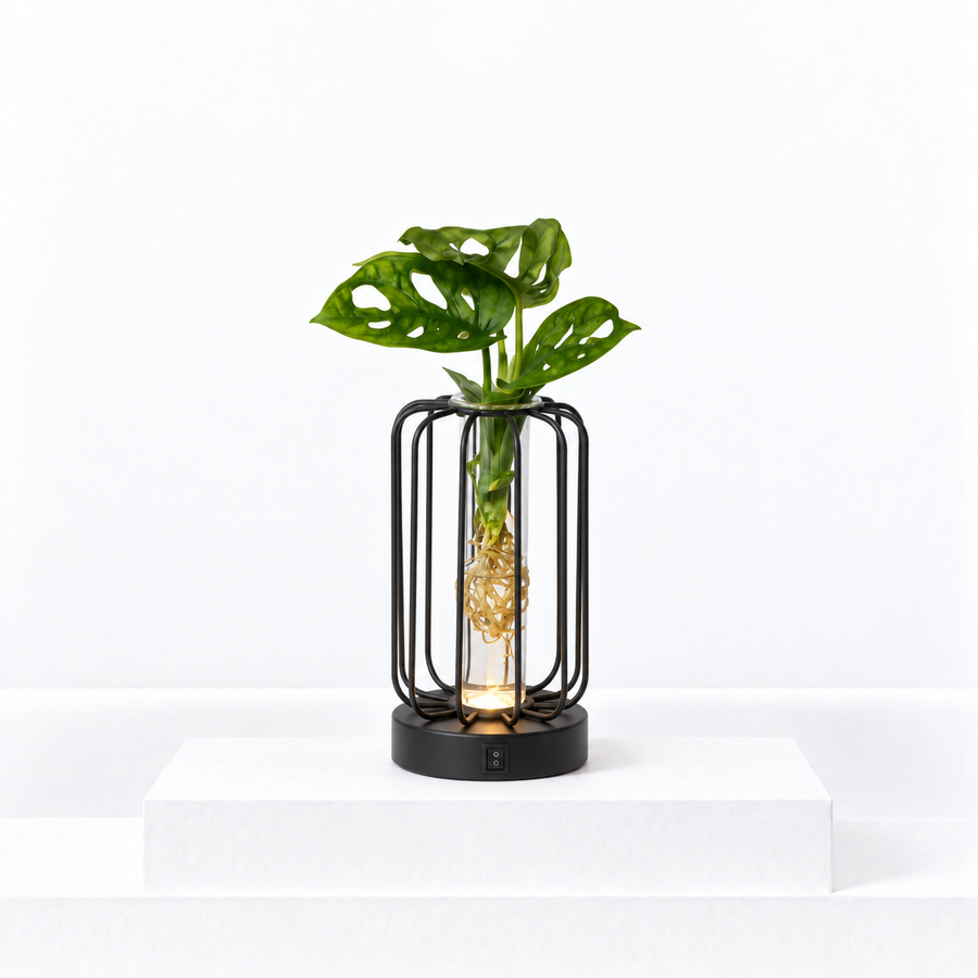 Hydroponic Indoor Plant in Turino Glass Vase with LED Light  1