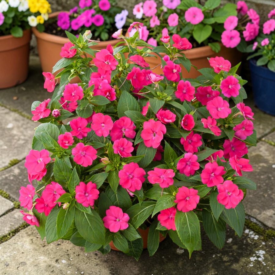 Impatiens Magenta New Guinea Bedding Plants  2
