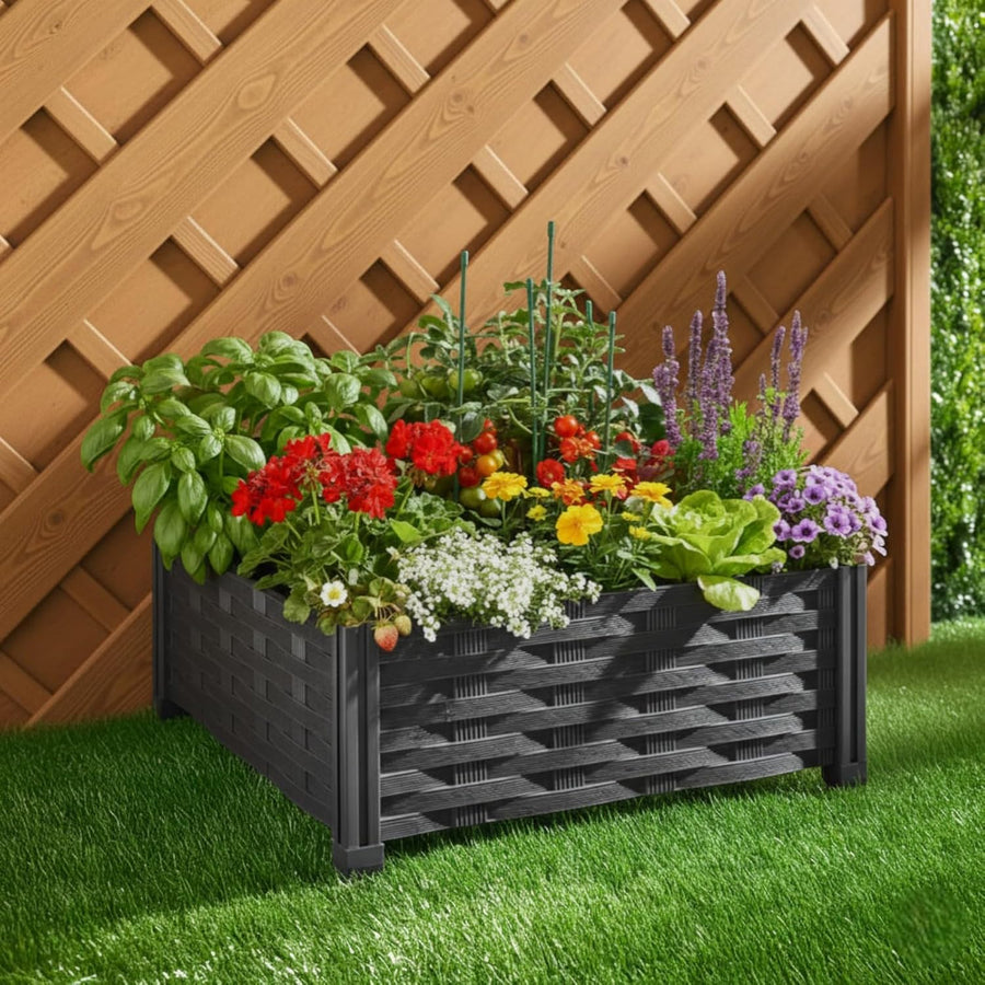 Rattan Effect Plastic Raised Bed  2