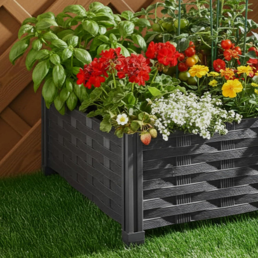 Rattan Effect Plastic Raised Bed  3