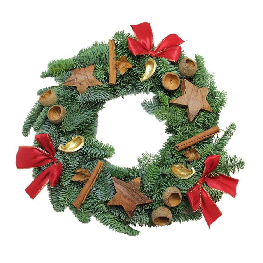 Christmas Wreath with Ribbon and Cinnamon Christmas Wreath with Ribbon and Cinnamon image1 2