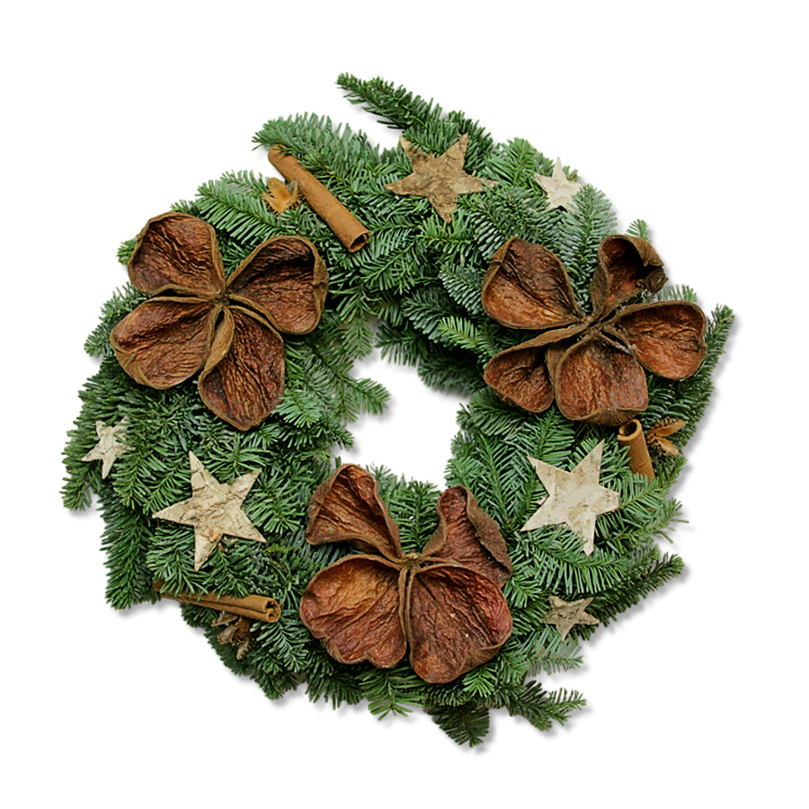 Christmas Wreath with Wooden Stars and Dried Flowers WRTHDRISTARFLWR-christmas wreath stars and dried flowers-image1 2