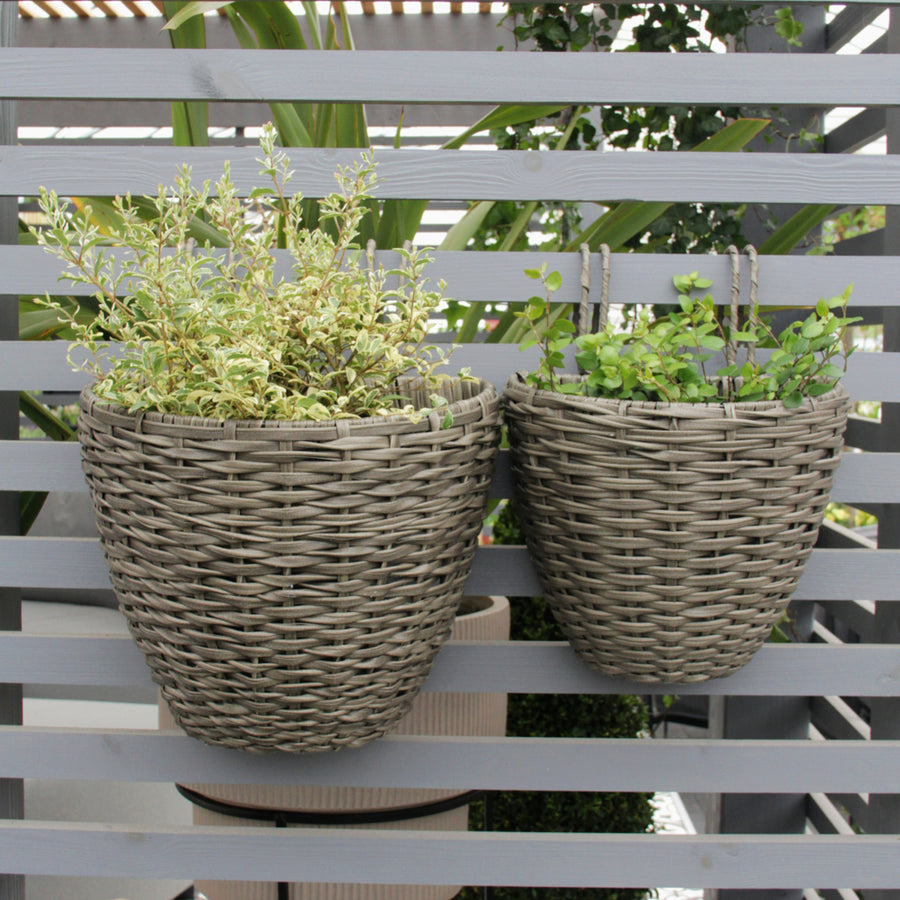 Anthracite Dark Grey Rattan Hanging Planter Anthracite Dark Grey Rattan Hanging Planter image1 1