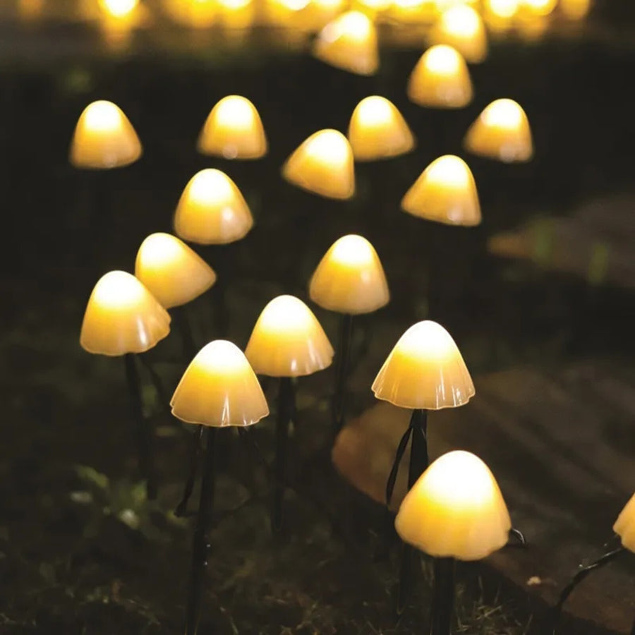 Set of 10 Solar LED Warm White Mushroom String Lights  2