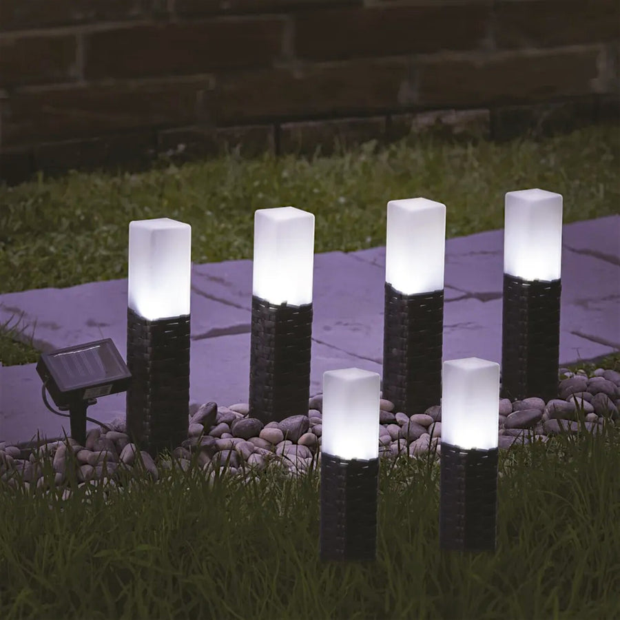 Set of 6 Rattan Battery Charge Pathway Lights  2