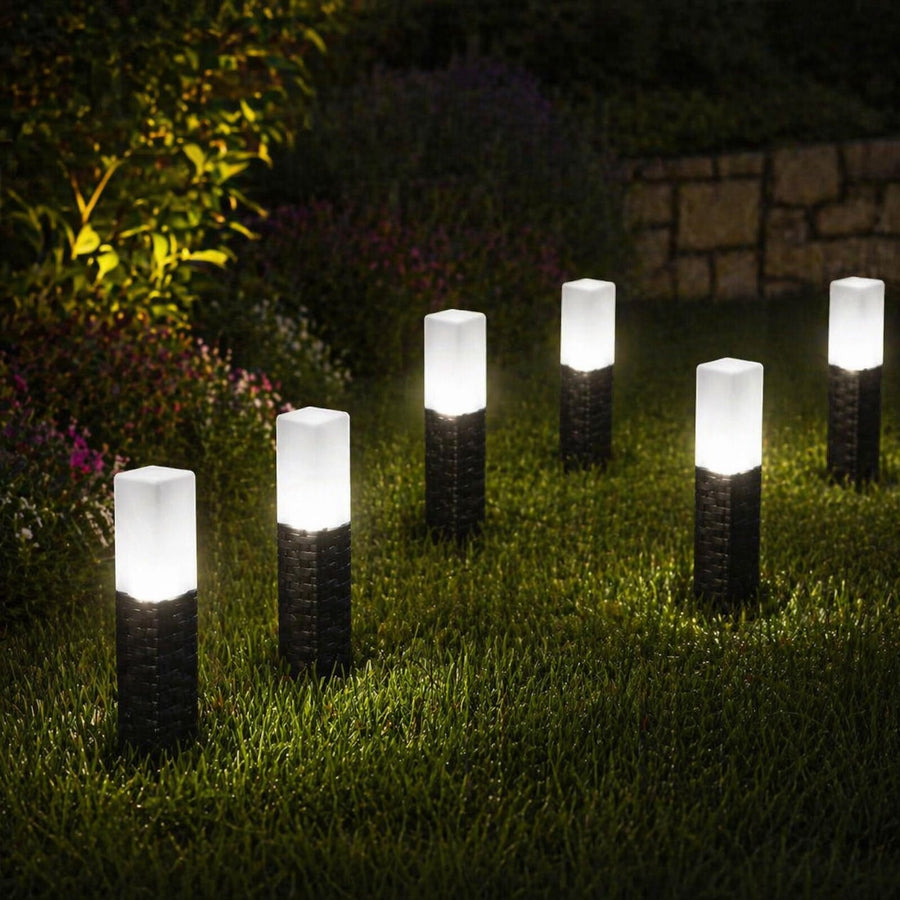 Set of 6 Rattan Battery Charge Pathway Lights  3