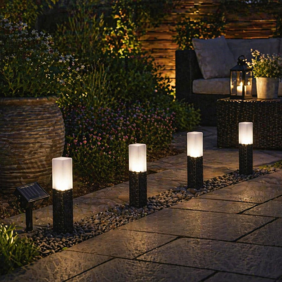 Set of 6 Rattan Battery Charge Pathway Lights  4