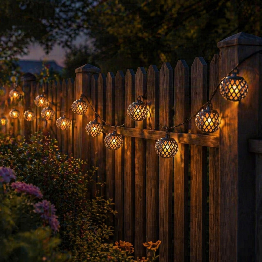 Set of 10 Solar Hanging Lantern Flickering Bulb  4